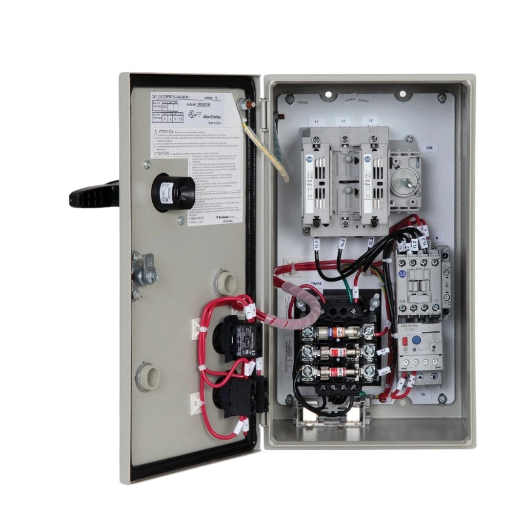 112-C12FCE1D-3-4R-6P-7-901 | ALLEN BRADLEY | Bulletin 112 - IEC Combination Starter, Fusible -ClassJ Disconnect Type, IP66 (Type 3/4/12 - Metal), 12 Amp